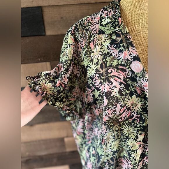 90s Vintage Sheer Floral Ruffled Short Sleeve Sag Harbor Blouse Size 2X - Picture 3 of 10
